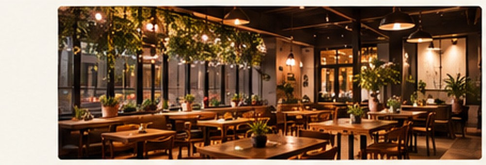 Elegant cafe interior with warm lighting