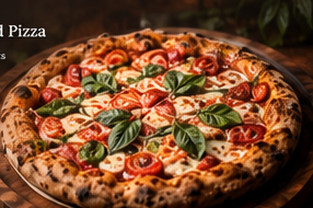 Wood-fired pizza with basil and tomatoes